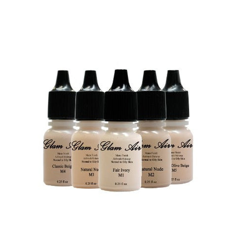 Set of 16 Shades of Glam Air Matte Airbrush Makeup Foundation Water Based Long Lasting 0.25oz Bottles (Great for Normal to Oily Skin) - Sexy Sparkles Fashion Jewelry - 3
