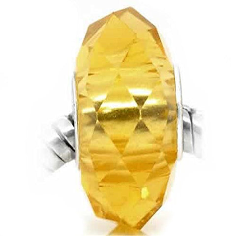 Faceted Murano Glass Charm European Bead Compatible for Most European Snake Chain Bracelet (Gold Yellow Topaz) - Sexy Sparkles Fashion Jewelry - 1
