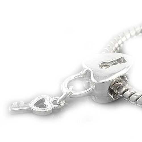Key to my Heart Dangling Key Top Quality Charm Spacer European Bead Compatible for Most European Snake Chain Bracelet
