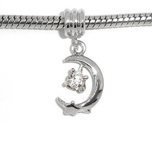 Moon and Star Dangle Bead European Bead Compatible for Most European Snake Chain Charm Bracelet - Sexy Sparkles Fashion Jewelry - 1