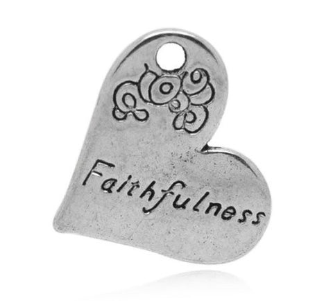 Silver Faithfulness Heart Bracelet Necklace Charm Pendant - Sexy Sparkles Fashion Jewelry - 4