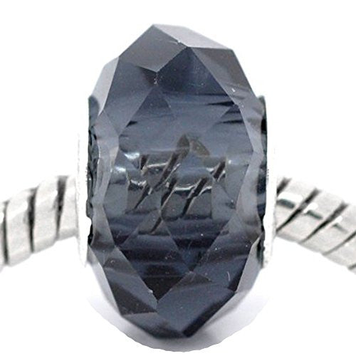 Gray Charm Bead ,Glass Style Faceted Glass Style Beads - For Snake Chain Charm Bracelet - Sexy Sparkles Fashion Jewelry