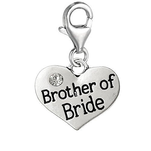 Brother of Bride Clip On Pendant for European Charm Jewelry w/ Lobster Clasp - Sexy Sparkles Fashion Jewelry