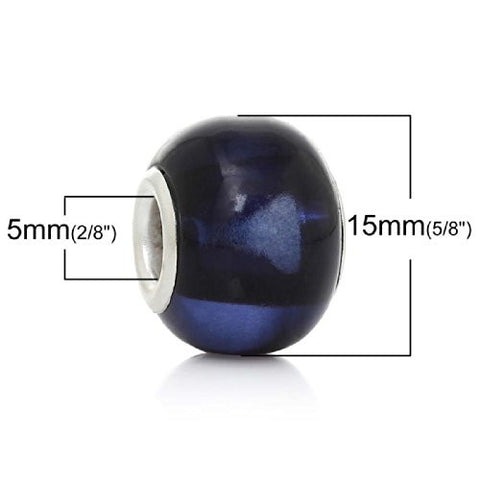 Five (5)Purple Glass European Murano Lampwork Beads Compatible with European Snake Chain Bracelet - Sexy Sparkles Fashion Jewelry - 2