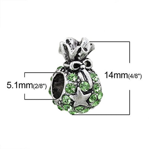 Green Christmas Gift Bag Charm Bead for European Snake Chain Charm Bracelet - Sexy Sparkles Fashion Jewelry - 2