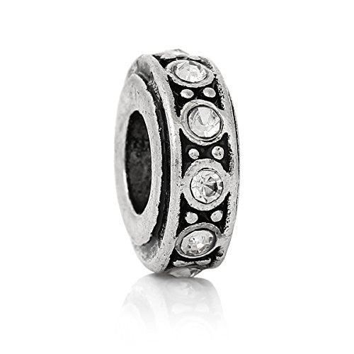 Mothers Day Jewelry Round Pattern With Clear Rhinestones for snake chain charm Bracelet - Sexy Sparkles Fashion Jewelry - 1