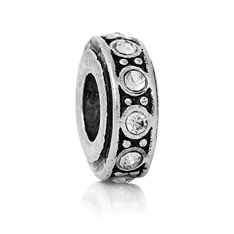 Mothers Day Jewelry Round Pattern With Clear Rhinestones for snake chain charm Bracelet - Sexy Sparkles Fashion Jewelry - 1