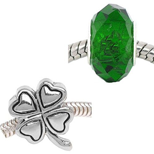 2 Charms for St Patrick's Charm Beads for Snake Chain Charm Bracelet