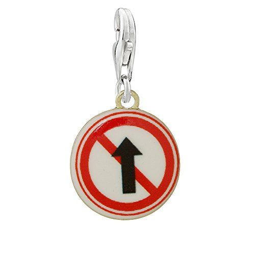 Traffic Sign No Entry Straight Ahead Clip on Pendant Charm for Bracelet or Necklace - Sexy Sparkles Fashion Jewelry