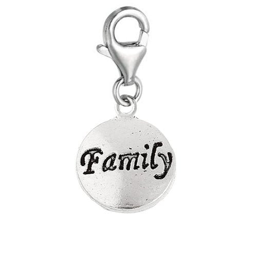 Clip on Family Charm Pendant for European Clip on Charm Jewelry w/ Lobster Clasp