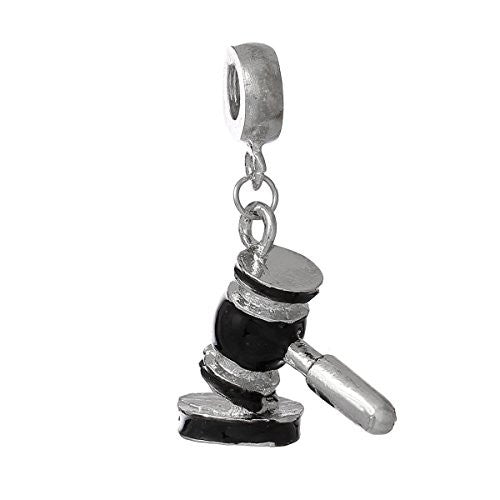 Judge's Hammer Gravel Dangle Charm European Bead Compatible for Most European Snake Chain Bracelet - Sexy Sparkles Fashion Jewelry - 1