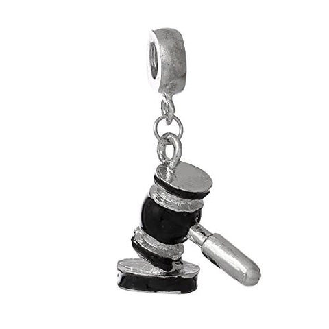 Judge's Hammer Gravel Dangle Charm European Bead Compatible for Most European Snake Chain Bracelet - Sexy Sparkles Fashion Jewelry - 1