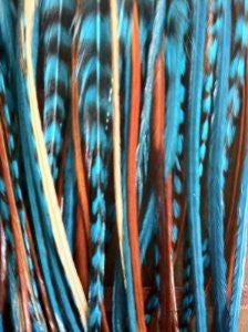 Indian Blue Remix 6-12 Feathers for Hair Extension Includes 2 Silicon Micro Beads.