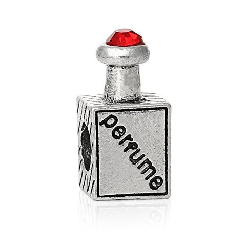 Perfume Bottle with Red Crystal Charm European Bead Compatible for Most European Snake Chain Bracelet - Sexy Sparkles Fashion Jewelry - 1
