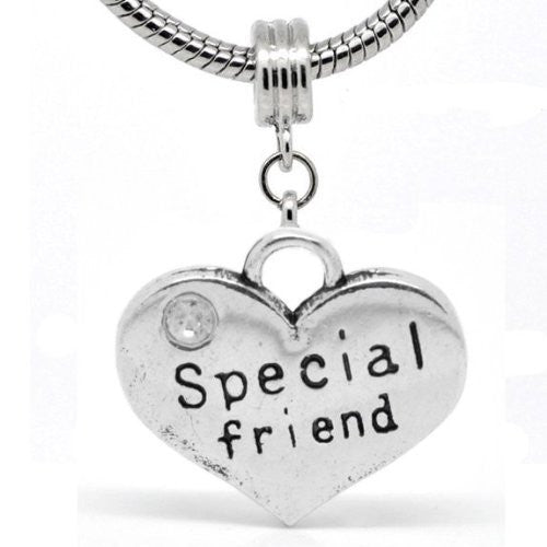 2 Sided Heart Charm (Special Friend)Spacer Bead for European Snake Chain Charm Bracelet - Sexy Sparkles Fashion Jewelry