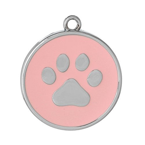 Pink Dog Paw Print Charm Pendant for Necklace