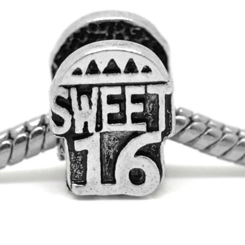 SWEET 16 Charm European Bead Compatible for Most European Snake Chain Bracelet - Sexy Sparkles Fashion Jewelry