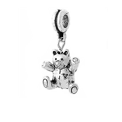 Teddy Bear Dangle European Bead Compatible for Most European Snake Chain Charm Bracelet