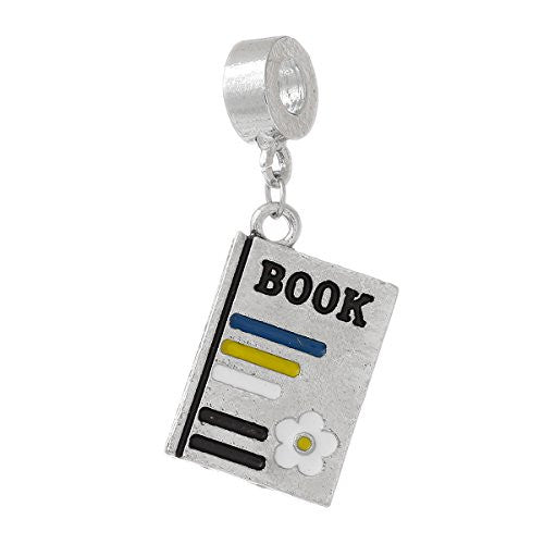 School Book with Flower Dangle Charm European Bead Compatible for Most European Snake Chain Bracelet - Sexy Sparkles Fashion Jewelry - 1