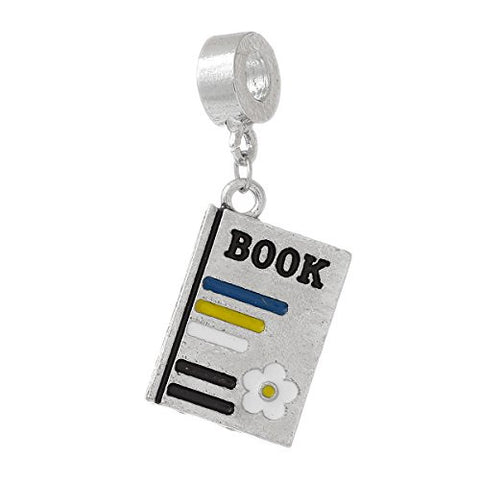 School Book with Flower Dangle Charm European Bead Compatible for Most European Snake Chain Bracelet - Sexy Sparkles Fashion Jewelry - 1