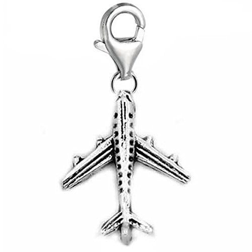Clip on Airplane Dangle Charm Pendant for European Clip on Charm Jewelry w/ Lobster Clasp - Sexy Sparkles Fashion Jewelry - 1