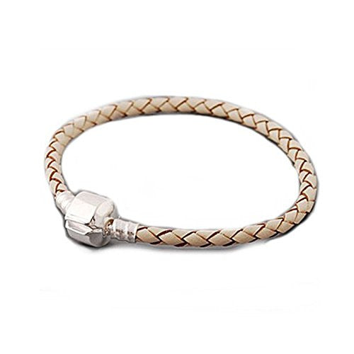High Quality Real Leather Bracelet Champagne  (8.0")Fits Beads For European Snake Chain Charms