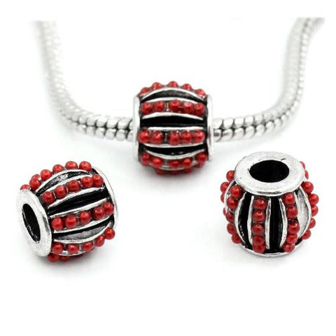 Red Resin Lantern w/ Dots Bead Spacer For Snake Chain Charm Bracelet - Sexy Sparkles Fashion Jewelry - 3