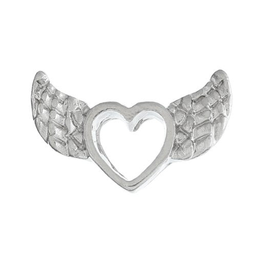 Hallow Heart Wings Floating Charm For Glass Living Memory Lockets - Sexy Sparkles Fashion Jewelry - 1