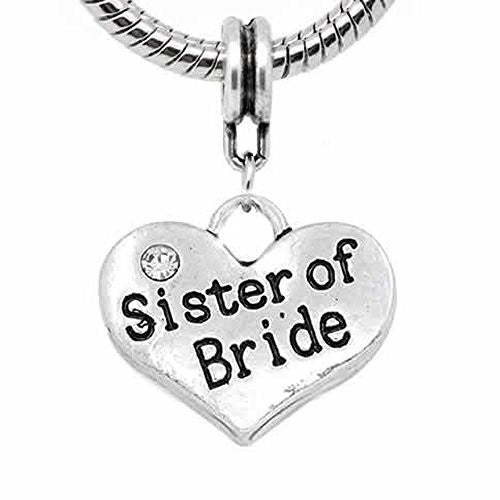 Sister of the Bride Heart Charm European Bead Compatible for Most European Snake Chain Bracelet - Sexy Sparkles Fashion Jewelry