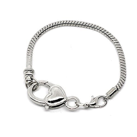 7.5" Heart Lobster Clasp Charm Bracelet Silver Tone for European Charms - Sexy Sparkles Fashion Jewelry - 1