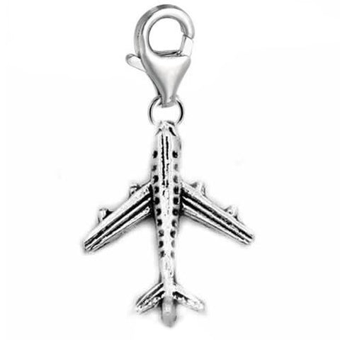 Clip on Airplane Dangle Charm Pendant for European Clip on Charm Jewelry w/ Lobster Clasp - Sexy Sparkles Fashion Jewelry - 2