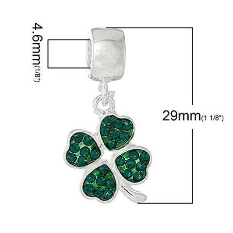 Four Leaf Clover With Green ed Crystals Charm Bead - Sexy Sparkles Fashion Jewelry - 3