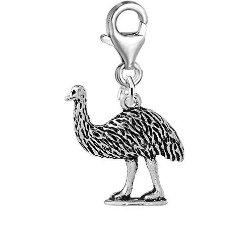 Ostrich Bird Clip on Pendant Charm for Bracelet or Necklace - Sexy Sparkles Fashion Jewelry