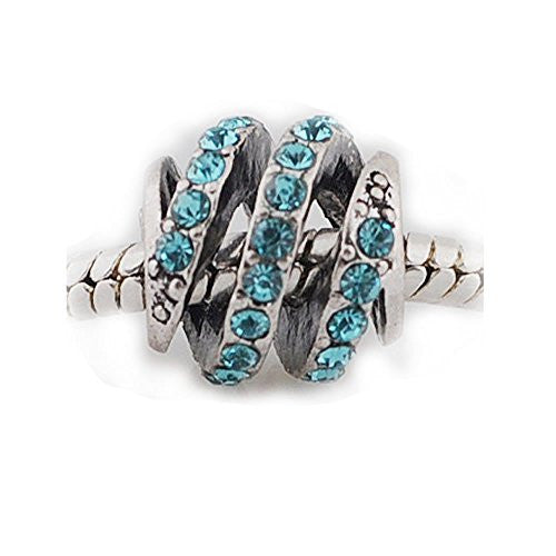 Spiral Design Charm Spacer Bead For Snake Charm Bracelet (Blue) - Sexy Sparkles Fashion Jewelry - 1