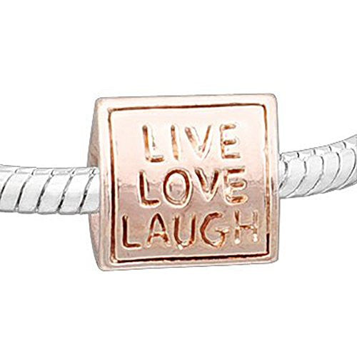 Live Love Laugh Triangle Shape European Bead Compatible for Most European Snake Chain Bracelet
