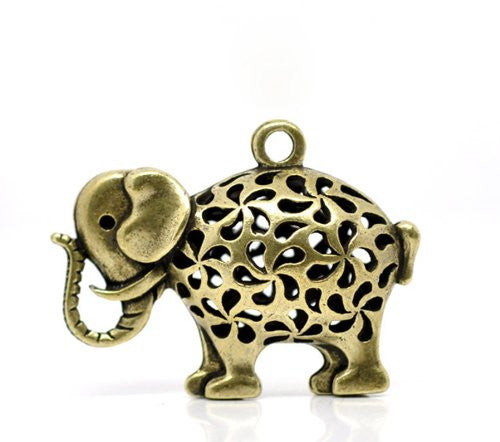 Hallow Elephant Charm Pendant for Necklace