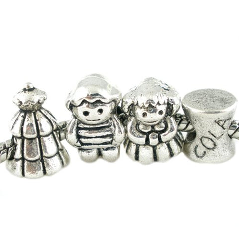4 Charms w/ Kids in the Christmas Spirit Charm Spacer European Bead Compatible for Most European Snake Chain Bracelet - Sexy Sparkles Fashion Jewelry - 1