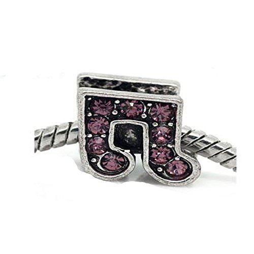 Music Note with Purple Crystals Bead Compatible for Most European Snake Chain Bracelet for Snake Chain Bracelet - Sexy Sparkles Fashion Jewelry