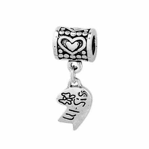 Set of 2 Piece Big Sis Lil Sis Heart & Barrel Dangle Bead for snake charm Bracelet - Sexy Sparkles Fashion Jewelry - 3