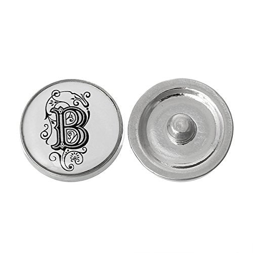 Alphabet Letter B Chunk Snap Button Pendant Fits Snaps Chunk Bracelet - Sexy Sparkles Fashion Jewelry - 1