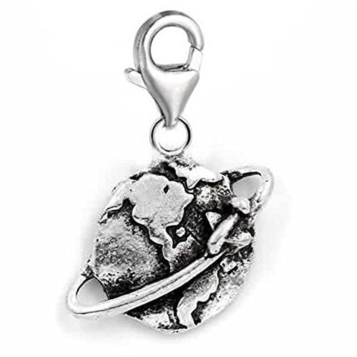 Clip on Globe Dangle Charm Pendant for European Clip on Charm Jewelry w/ Lobster Clasp - Sexy Sparkles Fashion Jewelry