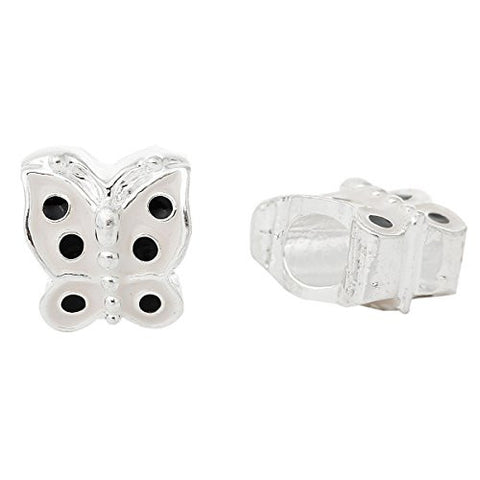 White Enamel Mother's Day Butterfly European Bead Compatible for Most European Snake Chain Bracelet - Sexy Sparkles Fashion Jewelry - 2