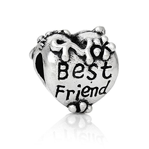 Family Heart Bead Compatible for Most European Snake Chain Bracelet (Best Friend)
