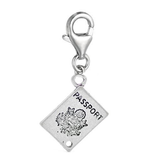 Clip on Passport Charm Pendant for European Jewelry w/ Lobster Clasp - Sexy Sparkles Fashion Jewelry