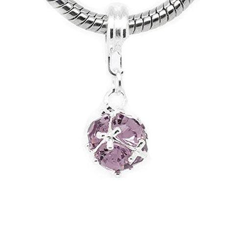 February Birthstone Dangle European Bead Compatible for Most European Snake Chain Charm Bracelet Fits Pandora Bracelet - Sexy Sparkles Fashion Jewelry - 1