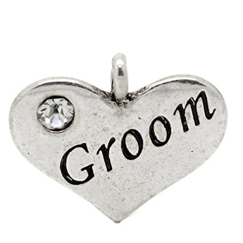 Groom Wedding Heart Charm Pendant for Necklace - Sexy Sparkles Fashion Jewelry - 1