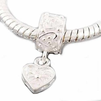 European Charm Dangle Beads Heart Silver Plated Spider Pattern Carved - Sexy Sparkles Fashion Jewelry - 2