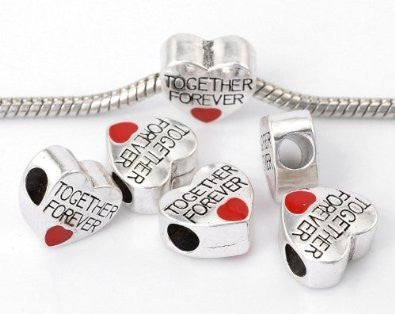 Together Forever on Heart European Bead Compatible for Most European Snake Chain Bracelet - Sexy Sparkles Fashion Jewelry - 3