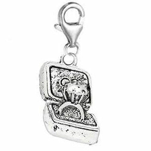 Engagement Wedding Ring in Box Pendant for European Clip on Charm Jewelry w/ Lobster Clasp - Sexy Sparkles Fashion Jewelry - 1