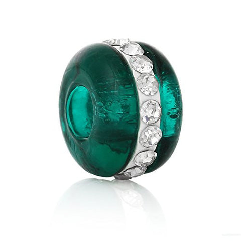 Dark Green European Bead Compatible for Most European Snake Chain Charm Bracelet - Sexy Sparkles Fashion Jewelry - 1